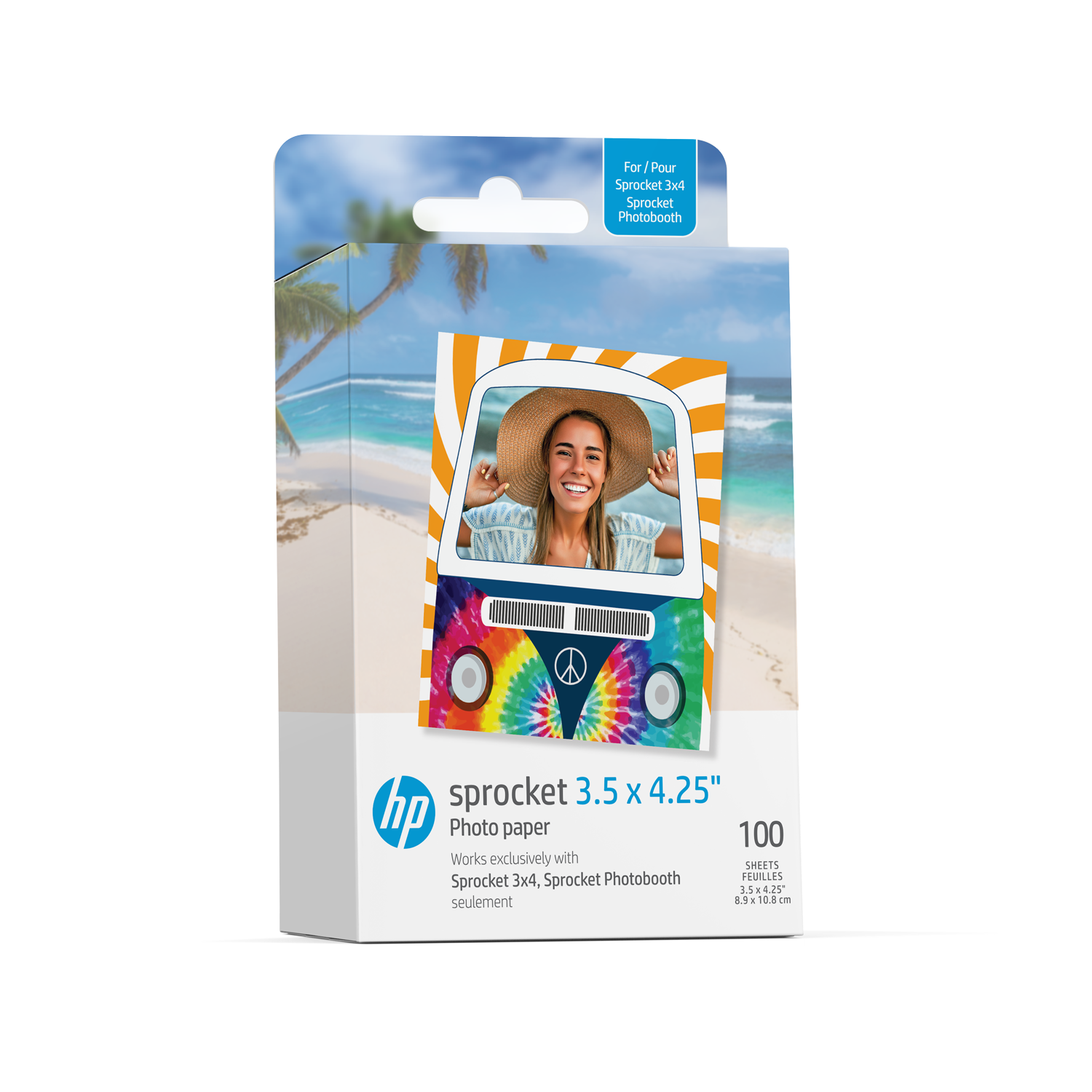 HP Sprocket 3.5 x 4.25” Zink Sticky-Backed Photo Paper (100 Pack) Compatible with HP Sprocket 3x4 Photobooth and Photo Printer Sprocket Printers