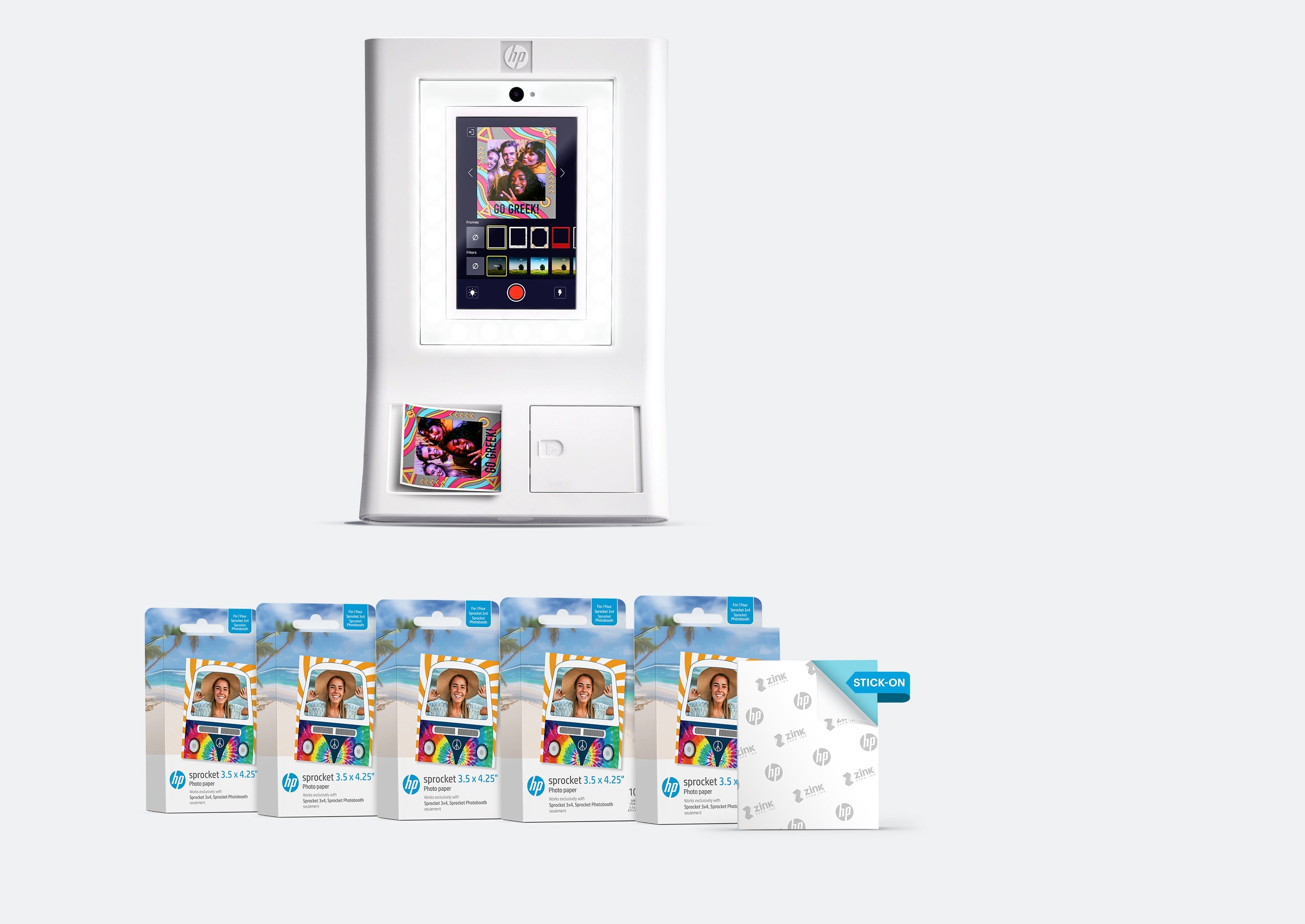 HP Sprocket Photobooth Photo Printer Bundle – 500 Sheets of 3.5” x 4.35” ZINK® Photo Paper
