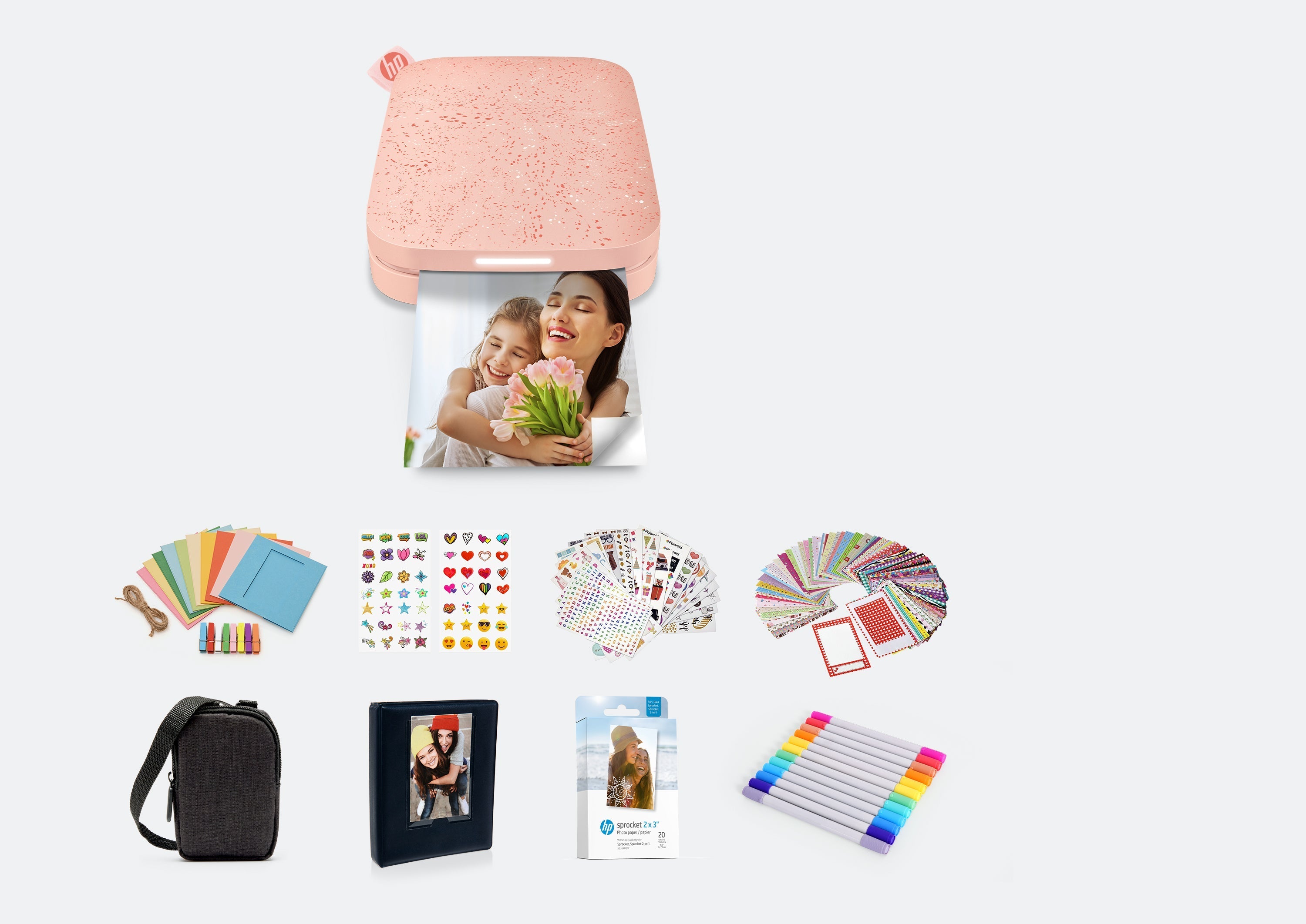 HP Sprocket 2x3 bærbar instant fotoskriver utklippsbokpakke
